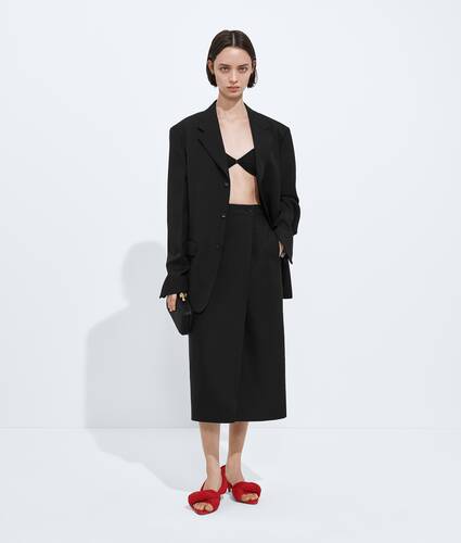 Women's Cotton Gabardine Skirt in Double black Bottega Veneta Latvia EN - Image 4