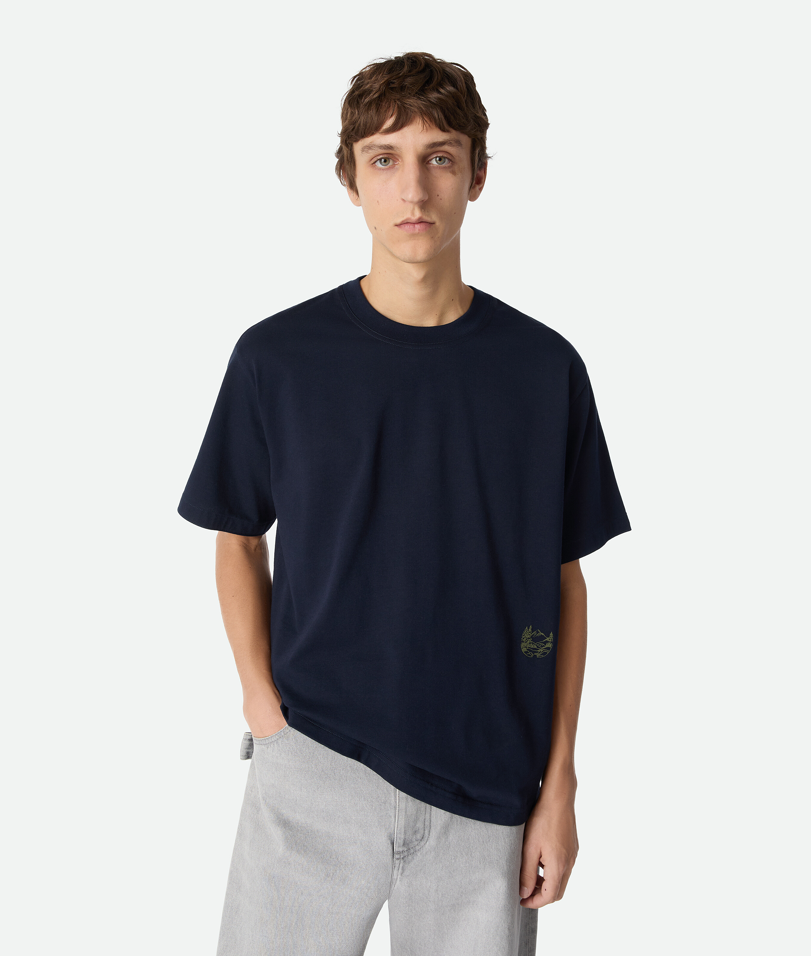 Bottega Veneta Pima Cotton Jersey T-shirt - Abyss - Man - M - Cotton