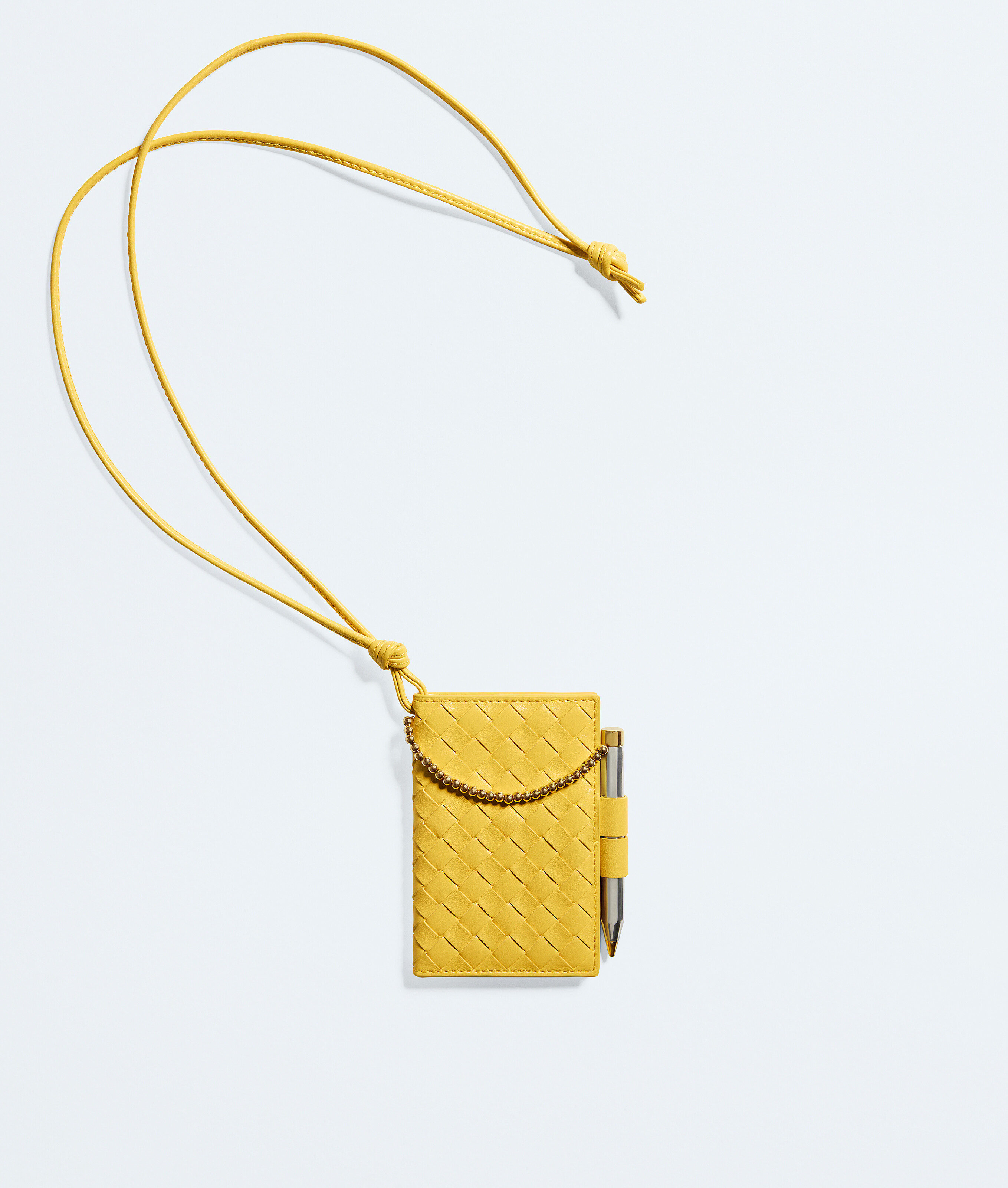 Bottega Veneta Intrecciato Piccolo Pencil Badge Holder-Yellow - Woman
