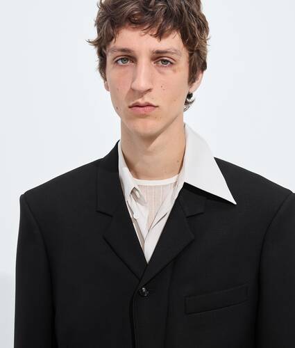 Men's Wool and Mohair Gabardine Jacket in Double black Bottega Veneta Canada EN - Image 5