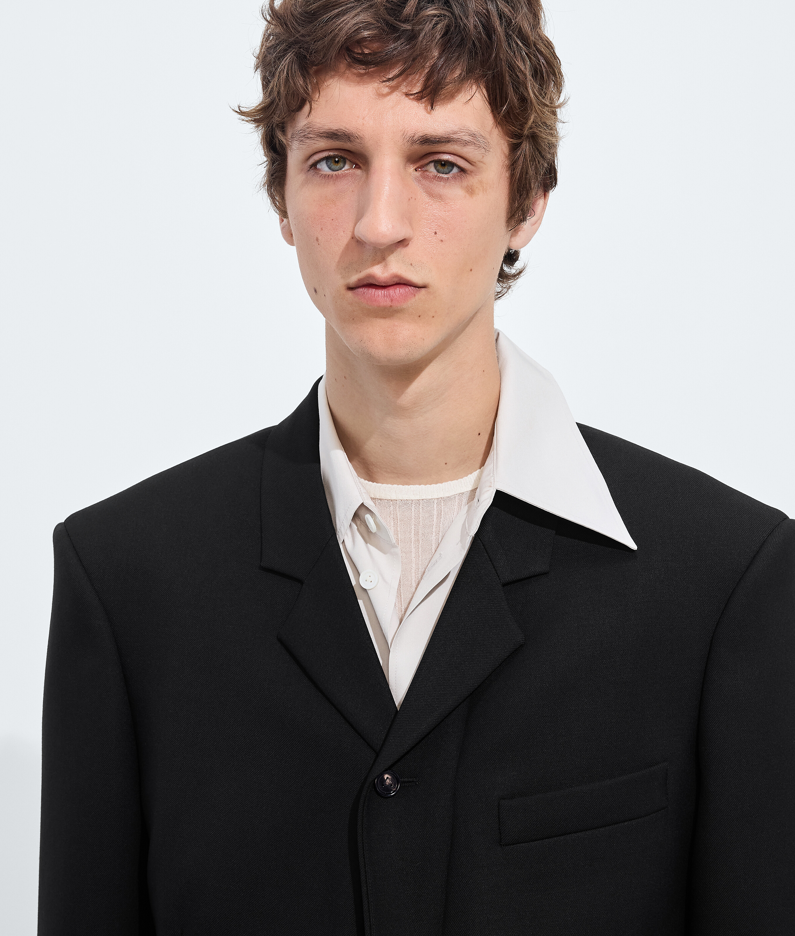 Men's Wool and Mohair Gabardine Jacket in Double black Bottega Veneta Luxembourg EN - Image 5