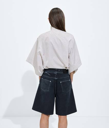 Pantalones cortos de denim sobrete&ntilde;ido para Mujer en Midnight Bottega Veneta M&eacute;xico ES - Image 3