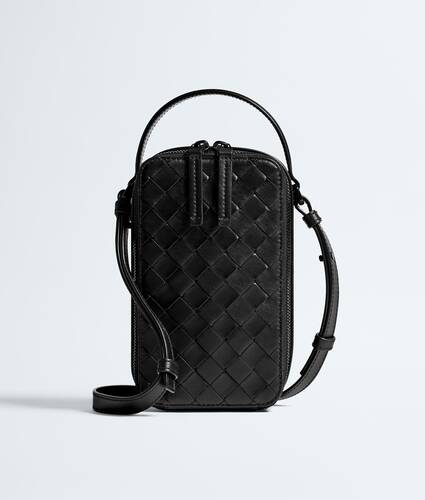 Men's Getaway Vertical Phone Pouch in Black/nero opaco Bottega Veneta Singapore EN - Image 1