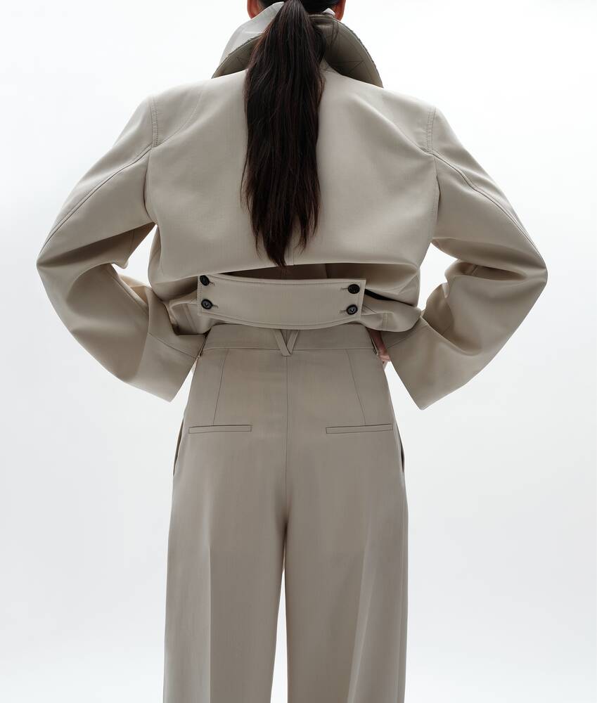 Women's Wool Cotton Trousers in Beige/light blue Bottega Veneta United Kingdom EN - Image 3