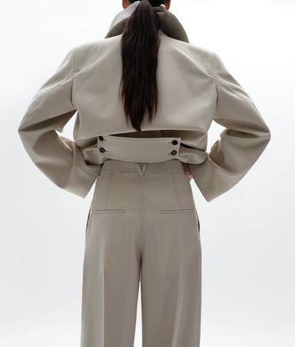 Women's Wool Cotton Trousers in Beige/light blue Bottega Veneta United Kingdom EN - Image 3