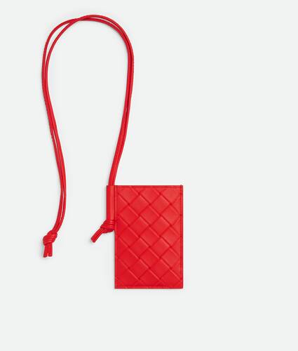 Men's Intrecciato Stamp Badge Holder in Cherry tomato Bottega Veneta Macao SAR China EN - Image 1