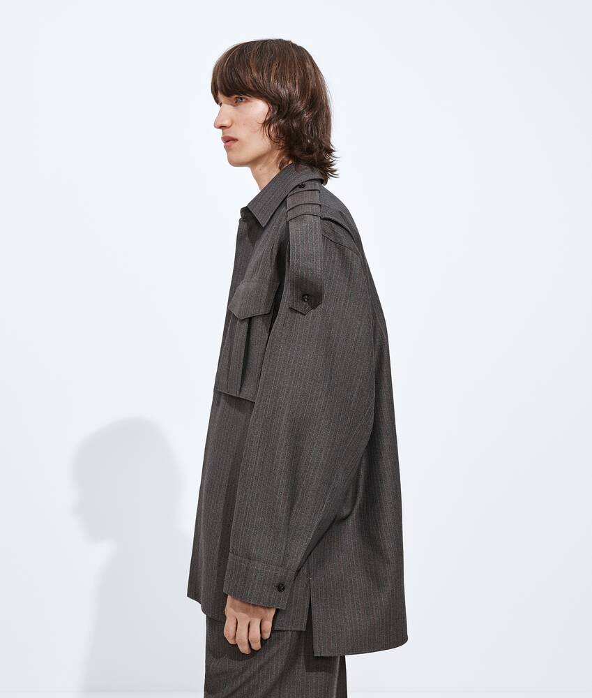 Men's Wool And Mohair Shirt in Desert/gray melange Bottega Veneta Latvia EN - Image 2