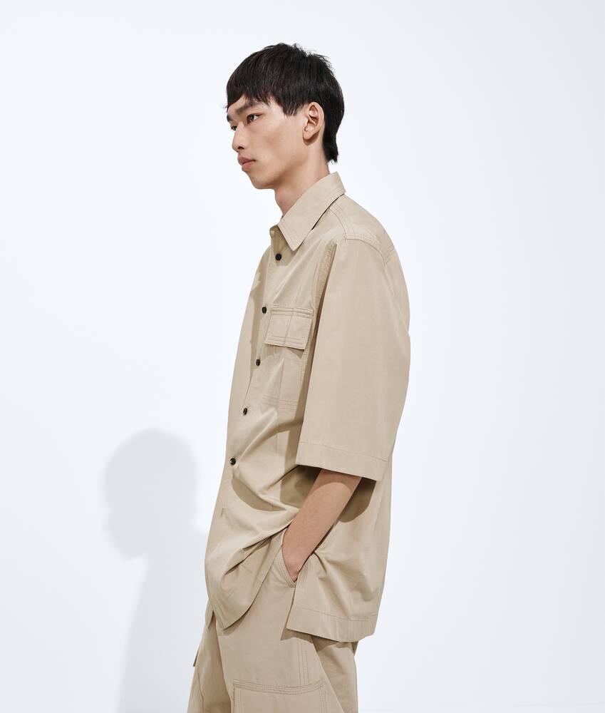 Men's Cotton Toile Shirt in Stucco Bottega Veneta Portugal EN - Image 2
