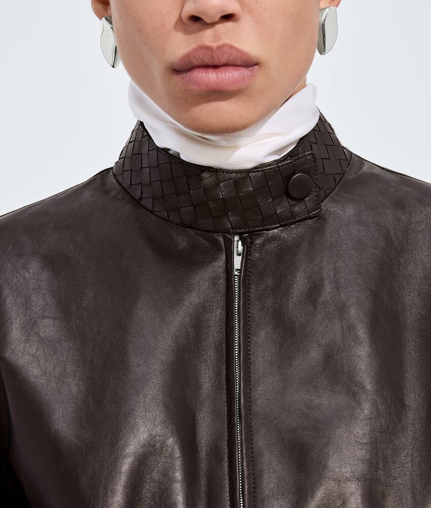 Women's Papery Leather Blouson in Ebony Bottega Veneta United States EN - Image 4