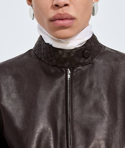 Women's Papery Leather Blouson in Ebony Bottega Veneta United States EN - Image 4