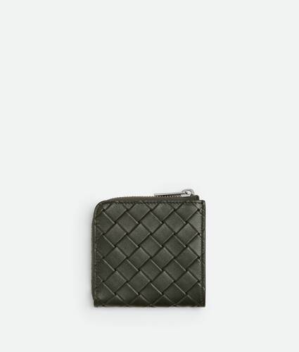 Intrecciato Stamp Compact Zip Around Wallet