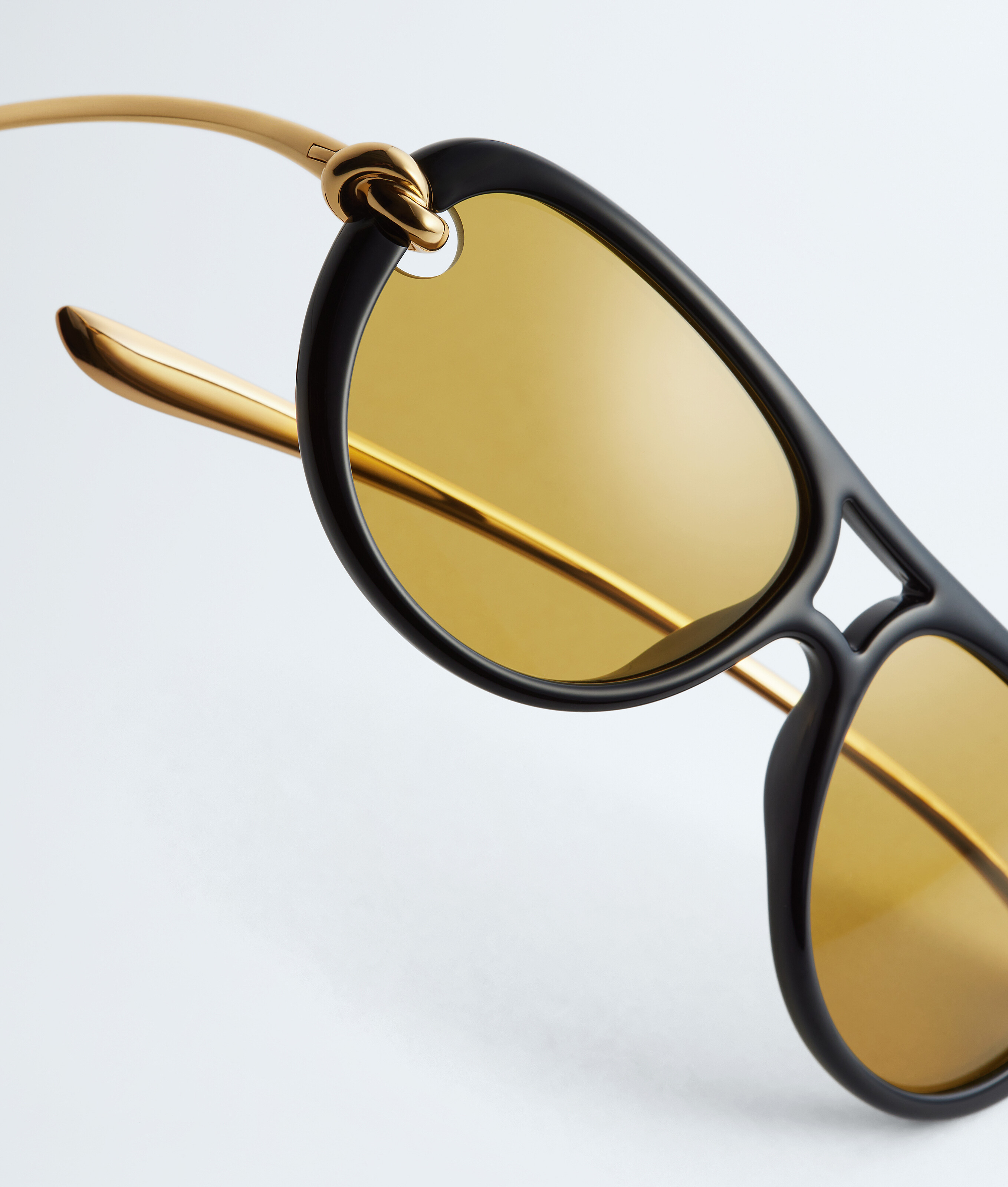 Bottega Veneta Women Metallic Sunglasses With Cut-out Motif On The Temples And Knot Detail On The Te In Black