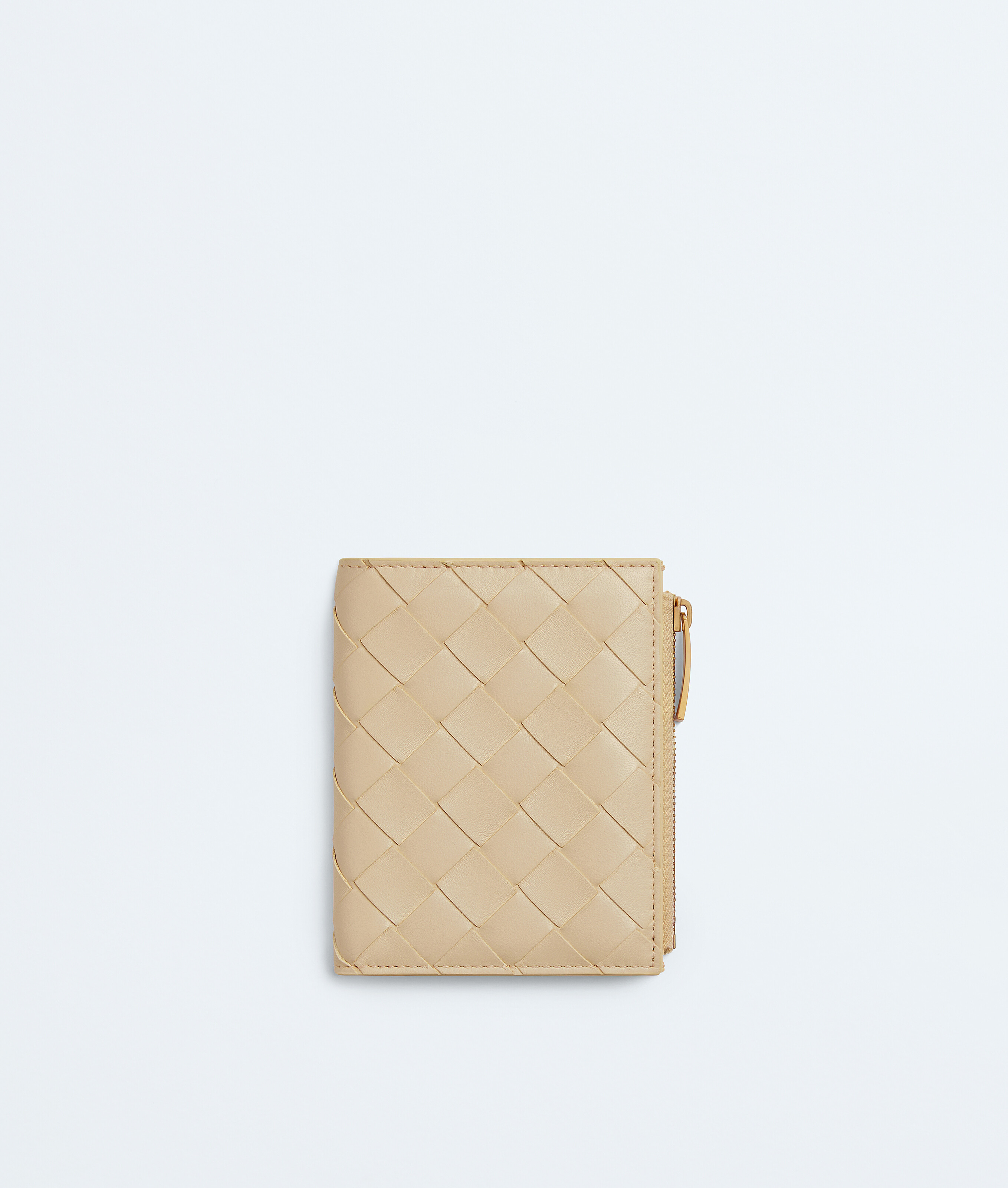 Intrecciato Small Bi-Fold Wallet in Ecru — 814208195
