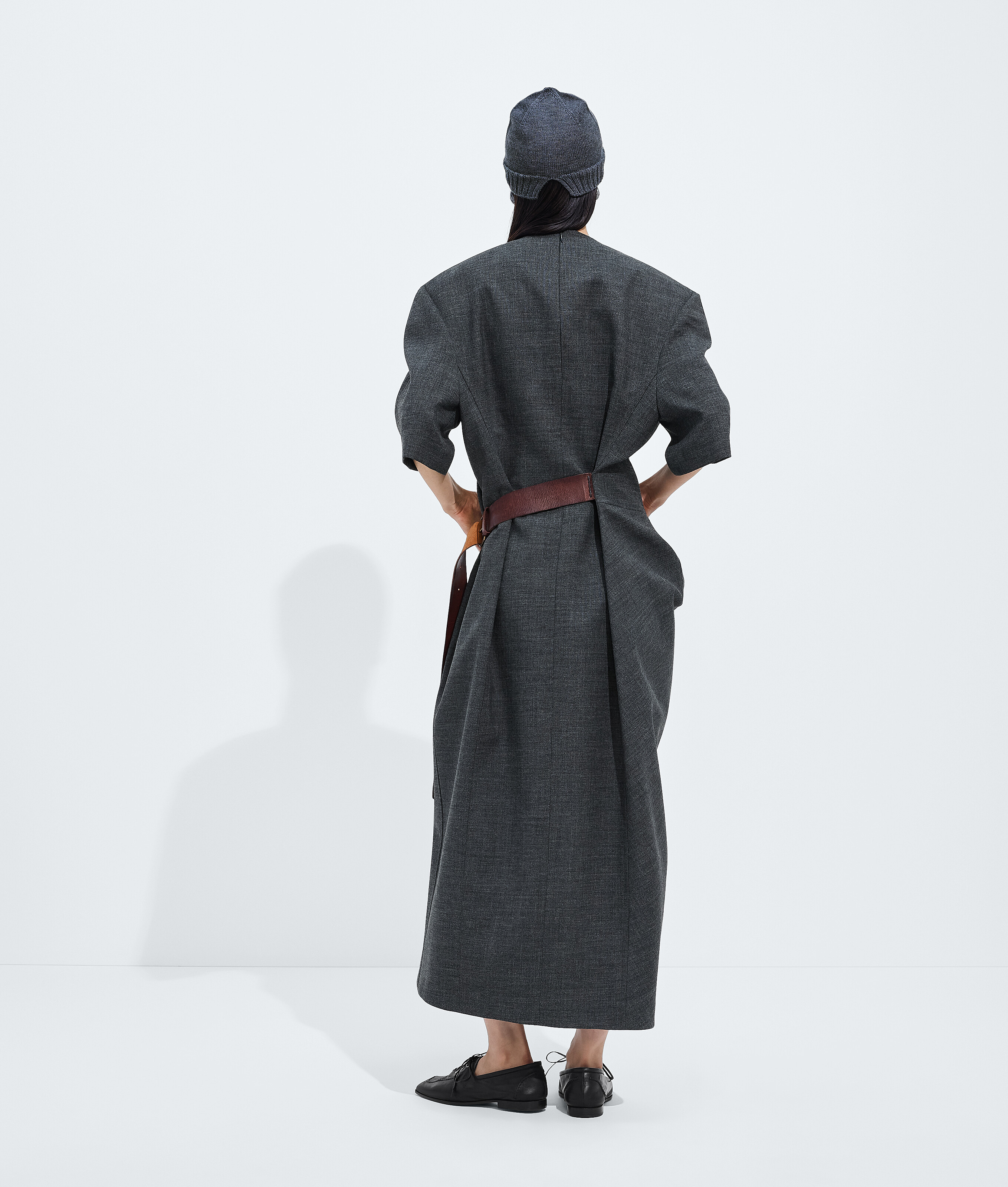 Women's Shetland Wool Toile Dress in Ardoise melange Bottega Veneta Luxembourg EN - Image 3