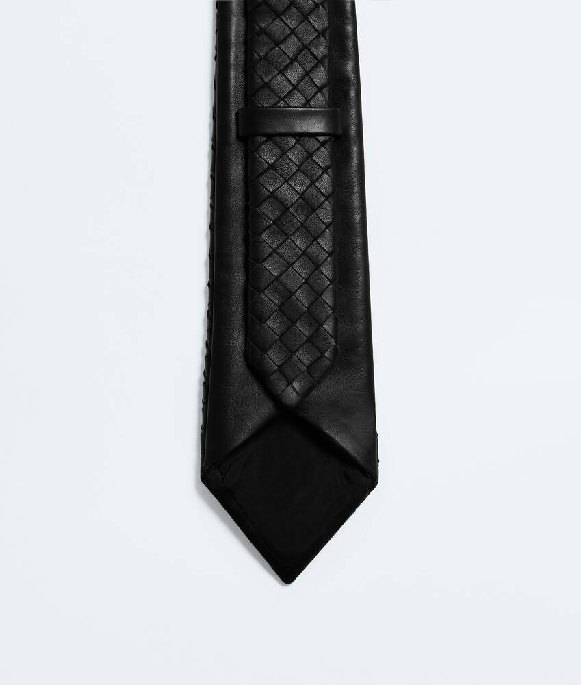 Corbata de piel con Intrecciato peque&ntilde;o para Hombre en Double black Bottega Veneta M&eacute;xico ES - Image 3