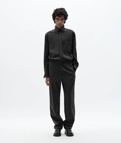 Men's Compact Wool Flannel Pants in Green/mudstone mel Bottega Veneta Qatar EN - Image 1