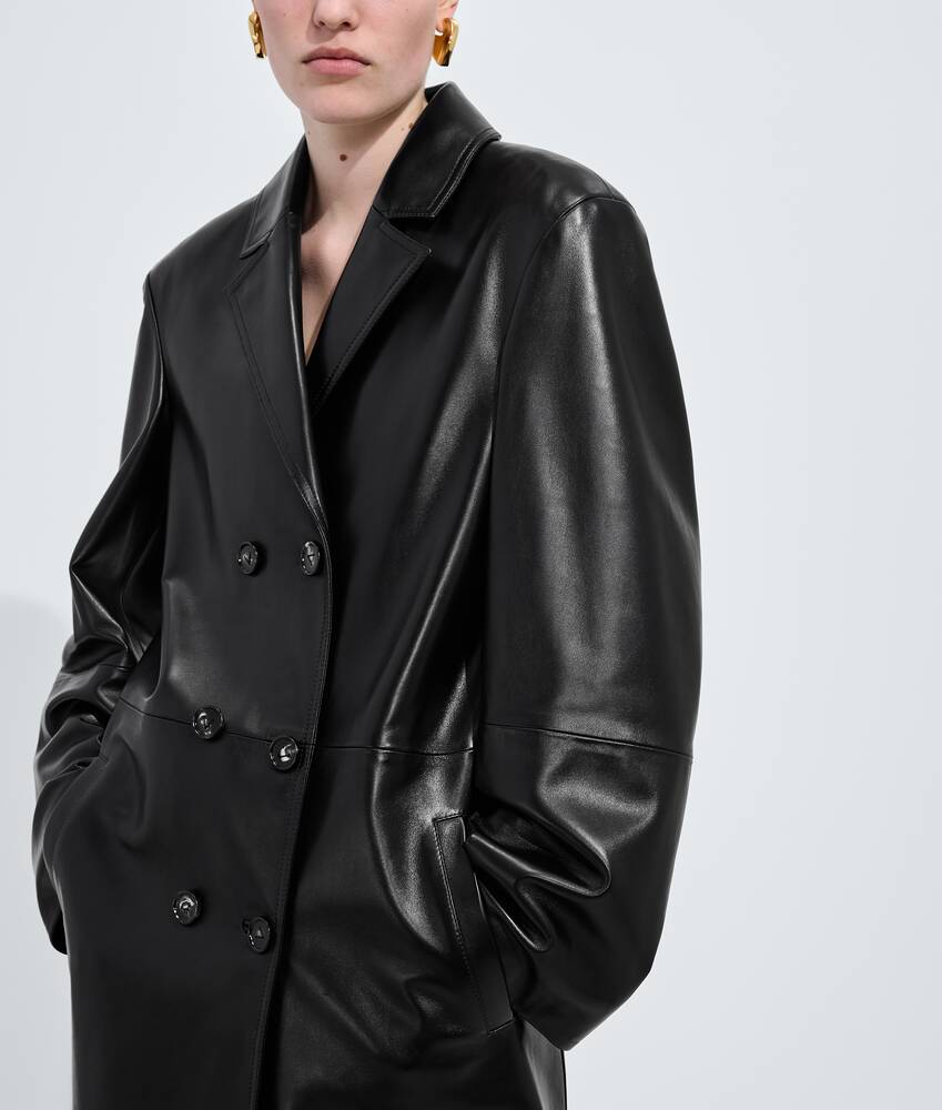 Cappotto in pelle lucida da Donna in Double black Bottega Veneta Italia IT - Image 5