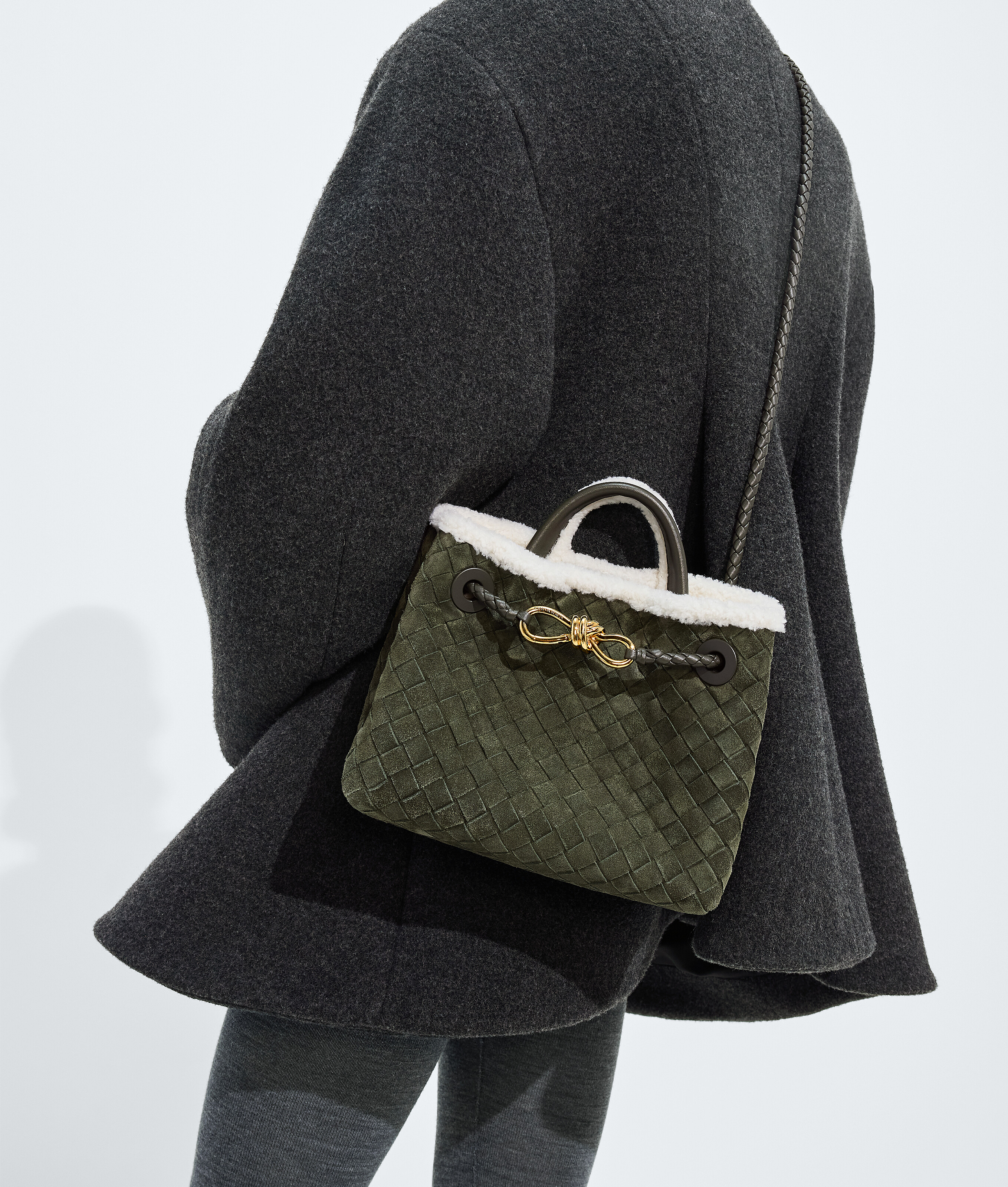 Women's Small Andiamo in Bark green/plaster Bottega Veneta Luxembourg EN - Image 6