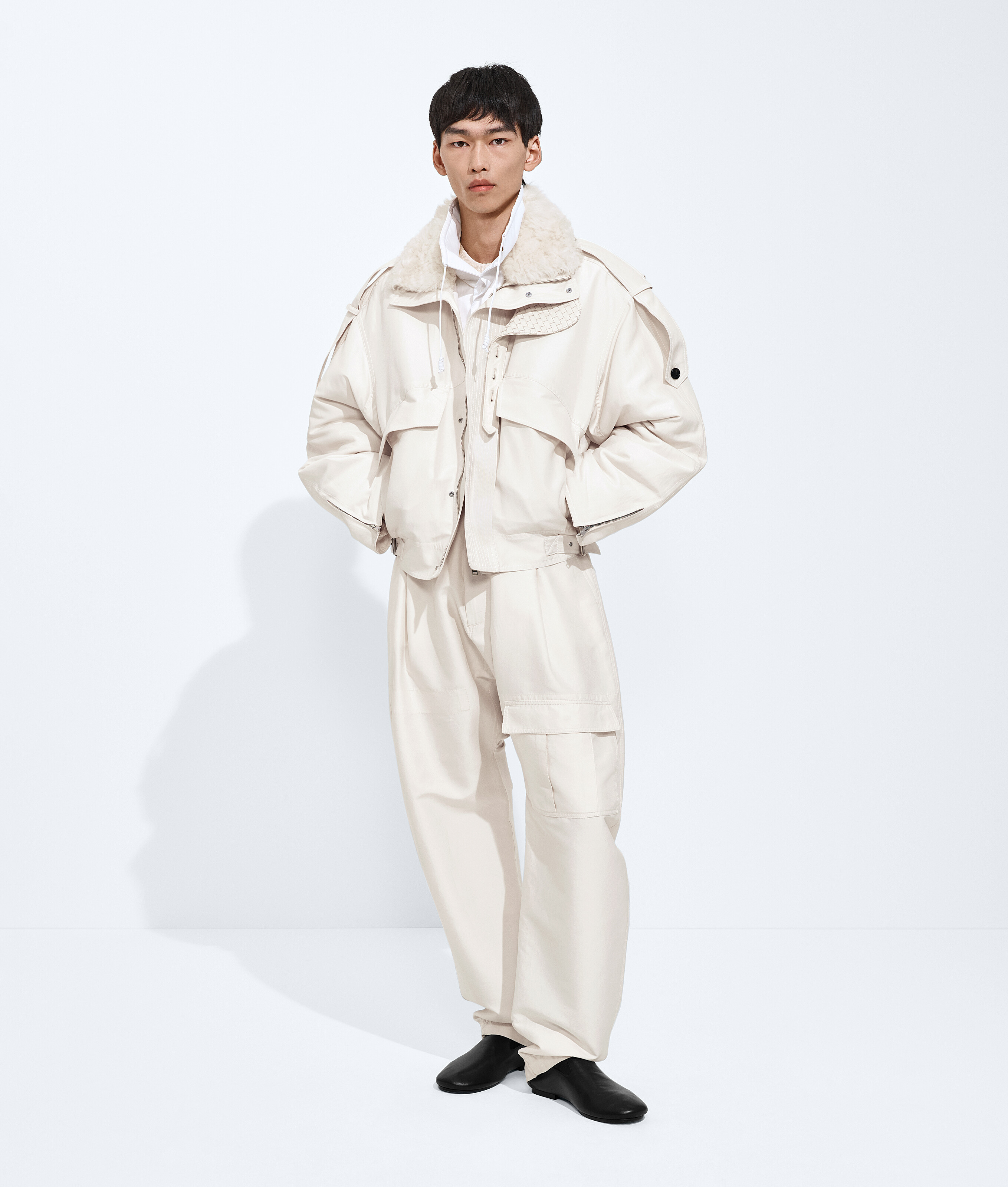 Men's Cotton And Silk Padded Blouson  in Parchment Bottega Veneta Luxembourg EN - Image 2