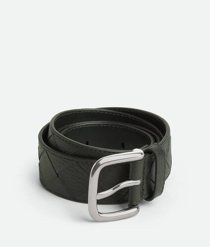 Men's Intrecciato Taurillon Belt in Dark green Bottega Veneta Lithuania EN - Image 1