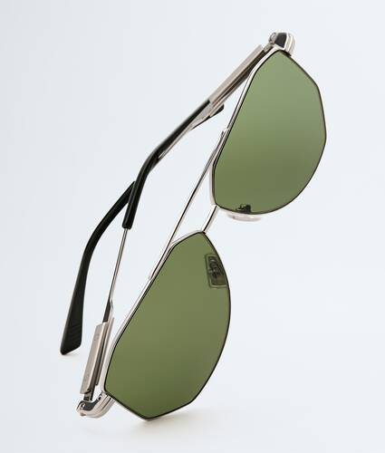 Lunettes de soleil aviateur Classic en Silver/green Bottega Veneta France FR - Image 3