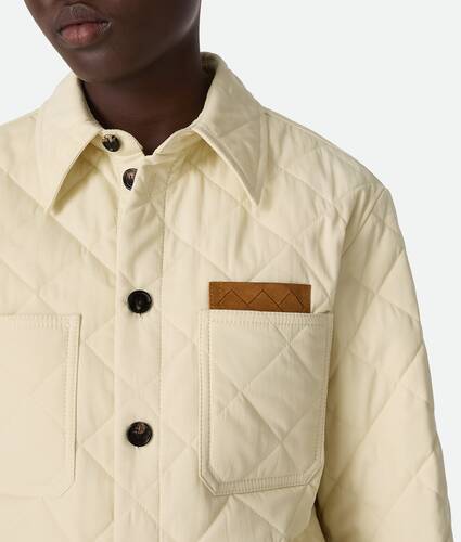 Women's Quilted Cotton Overshirt in Sea salt Bottega Veneta United States EN - Image 4