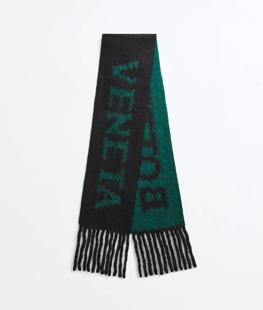 Women's Jacquard Wool and Mohair Scarf in Black/malachite Bottega Veneta Lithuania EN - Image 3
