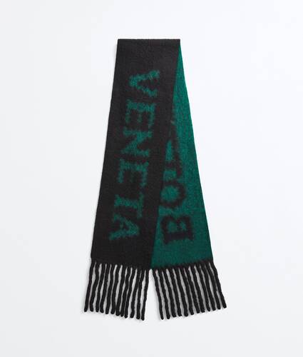 Women's Jacquard Wool and Mohair Scarf in Black/malachite Bottega Veneta Lithuania EN - Image 3