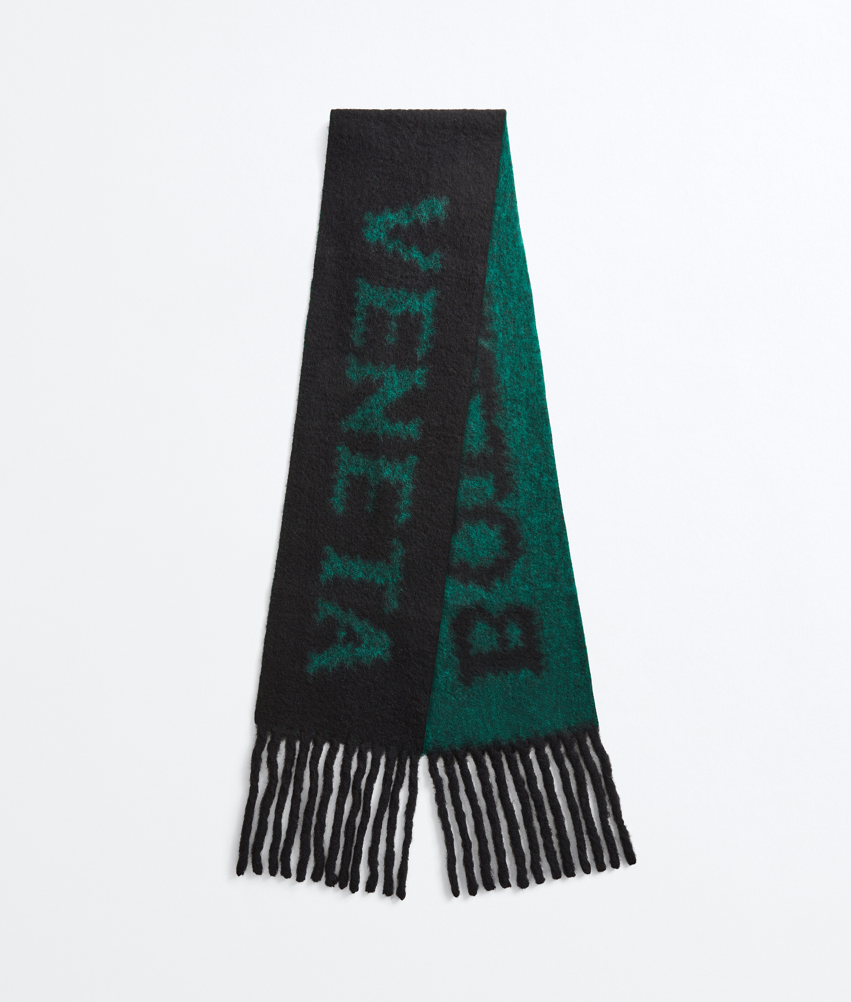 Women's Jacquard Wool and Mohair Scarf in Black/malachite Bottega Veneta Luxembourg EN - Image 3