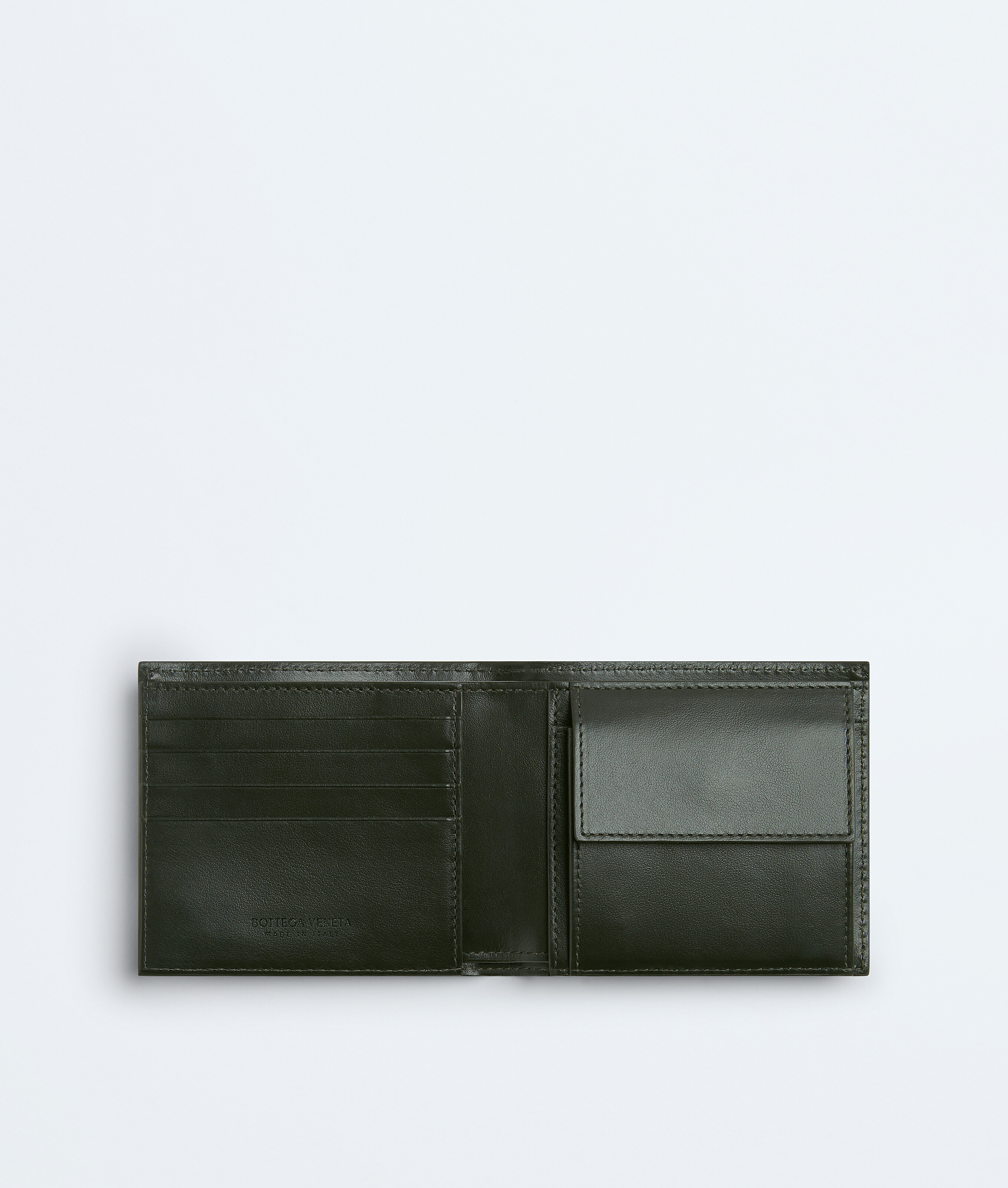 Men's Intrecciato Bi-Fold Wallet With Coin Purse in Dark green Bottega Veneta Denmark EN - Image 2