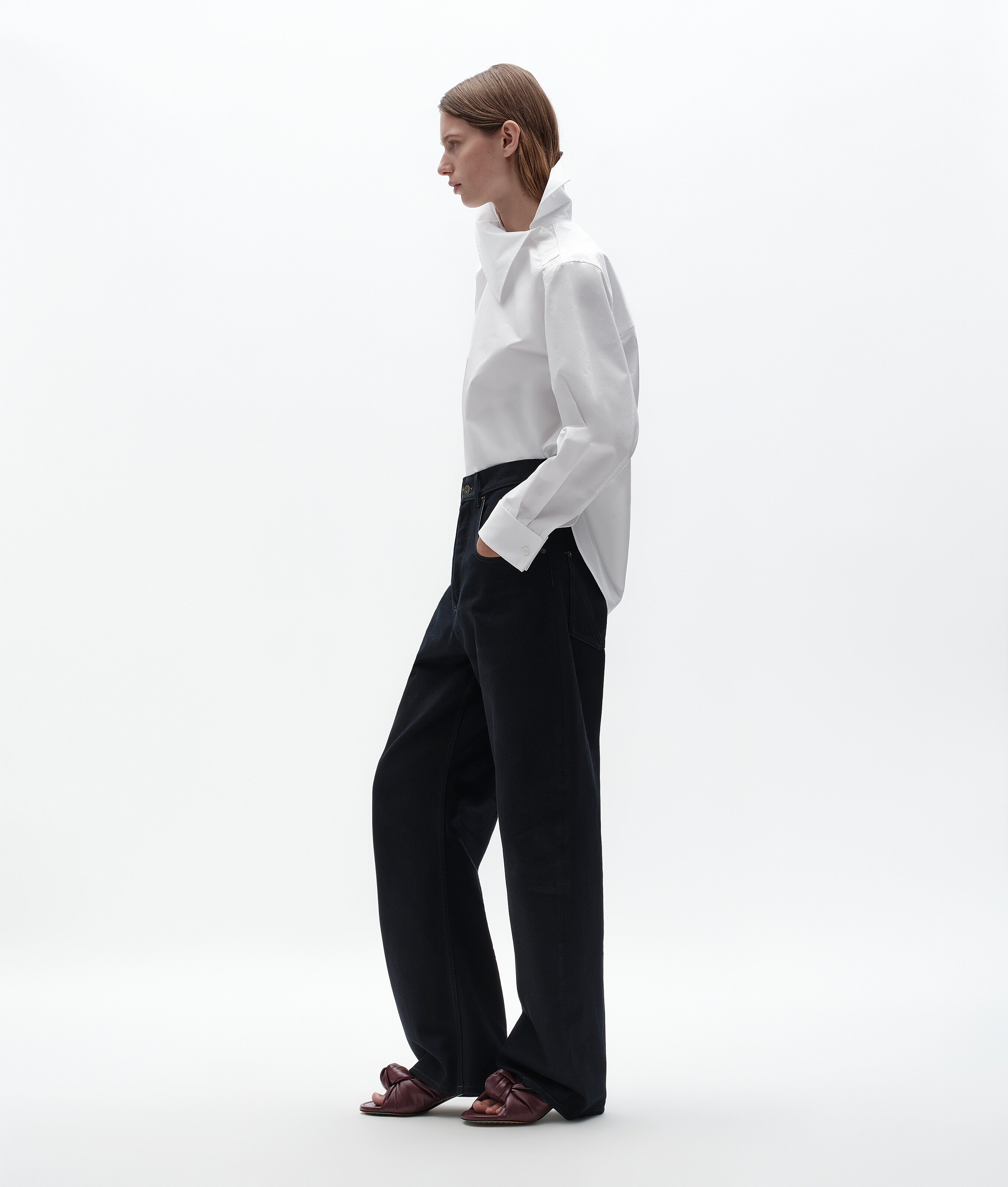 Women's Compact Cotton Poplin Shirt in White Bottega Veneta Germany EN - Image 2