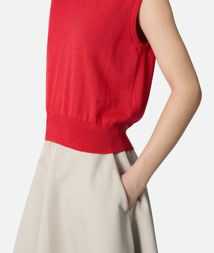 Women's Cotton And Viscose Twinset in Cherry tomato Bottega Veneta Qatar EN - Image 9