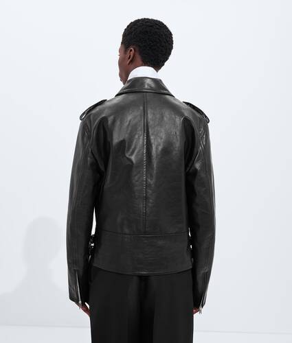 Men's Rubbery Leather Biker Jacket  in Double black Bottega Veneta United States EN - Image 2