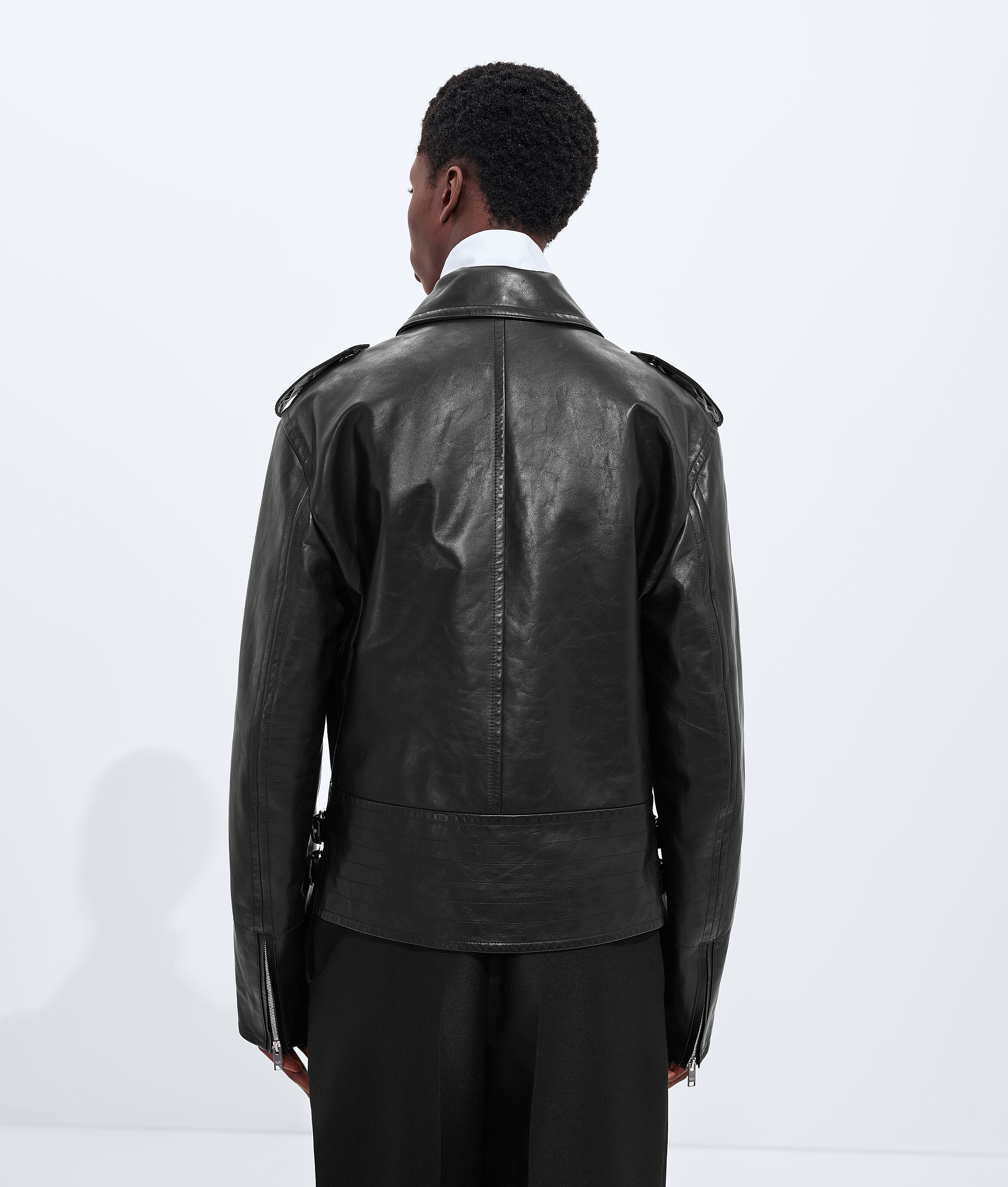 Giacca biker in pelle gommata  da Uomo in Double black Bottega Veneta Italia IT - Image 2