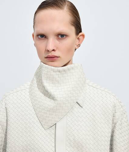 Women's Leather Intrecciato Foulard in Chalk Bottega Veneta United States EN - Image 2