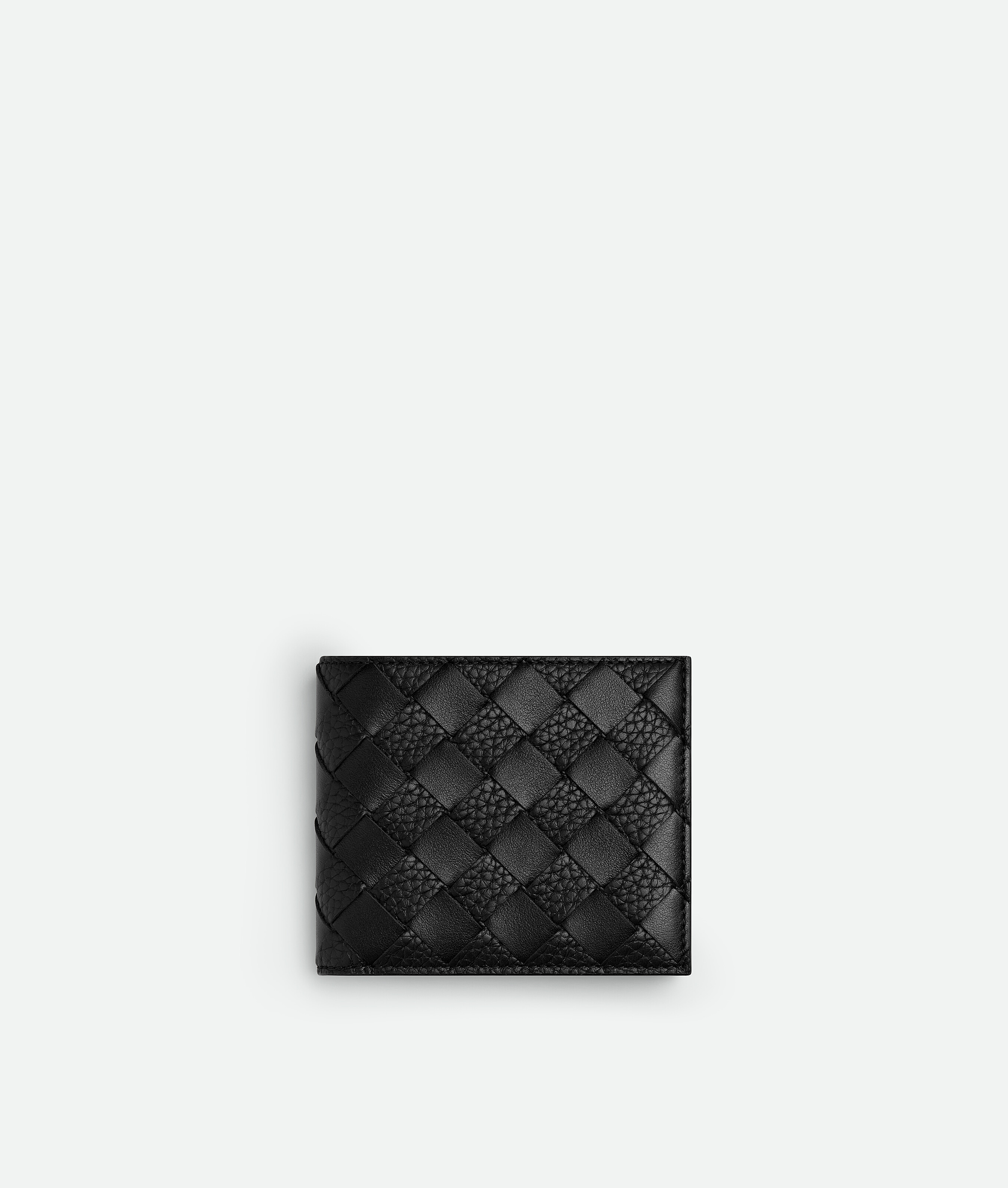 Bottega Veneta Intrecciato Bi-Fold Wallet With Coin Purse-Black - Man