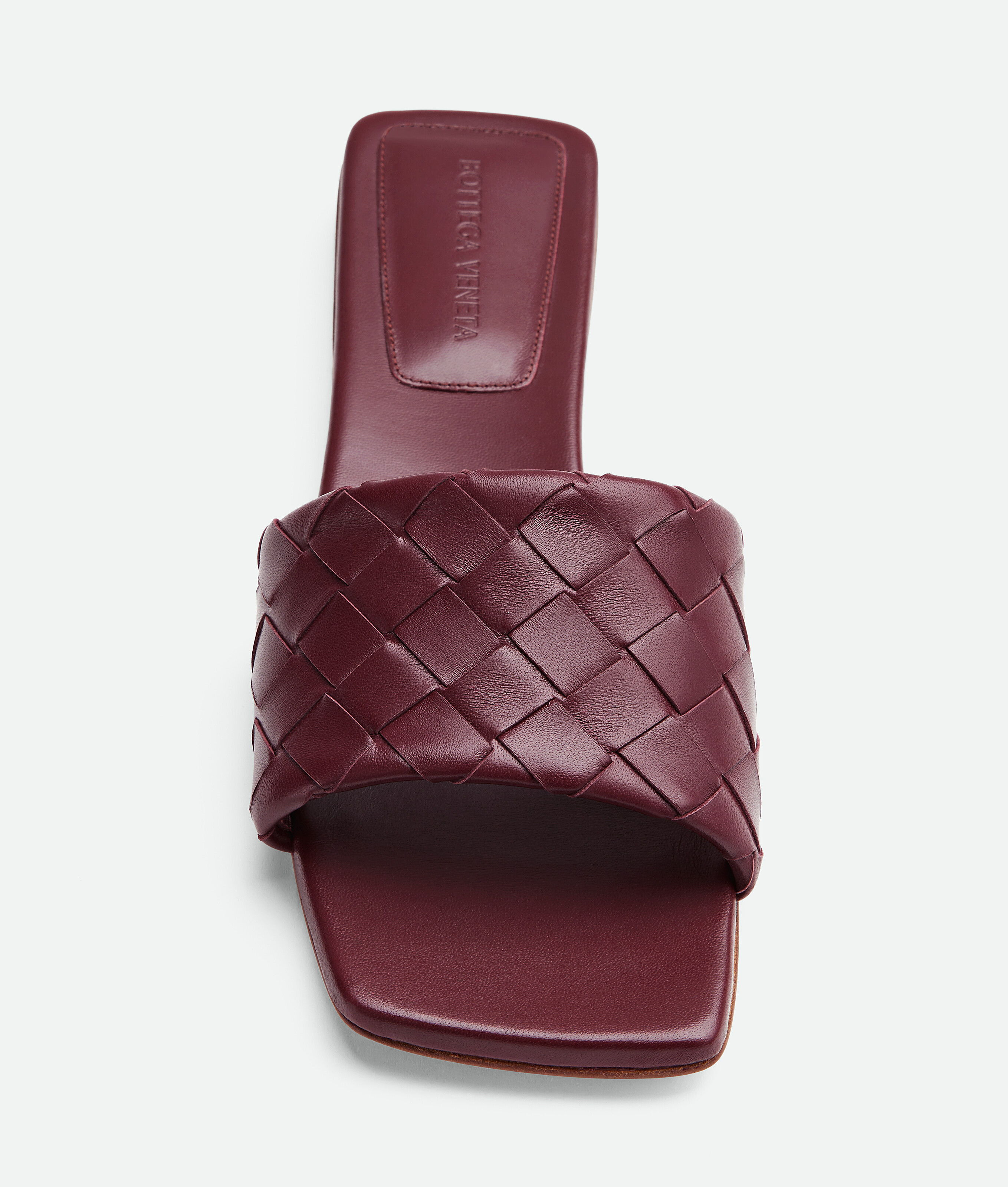 Bottega Veneta Parco Intrecciato Leather Slides In Burgundy