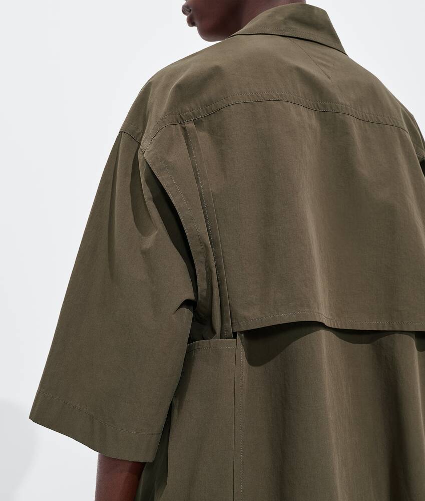 Men's Macro Intreccio Cotton Shirt in Wader green Bottega Veneta Latvia EN - Image 5