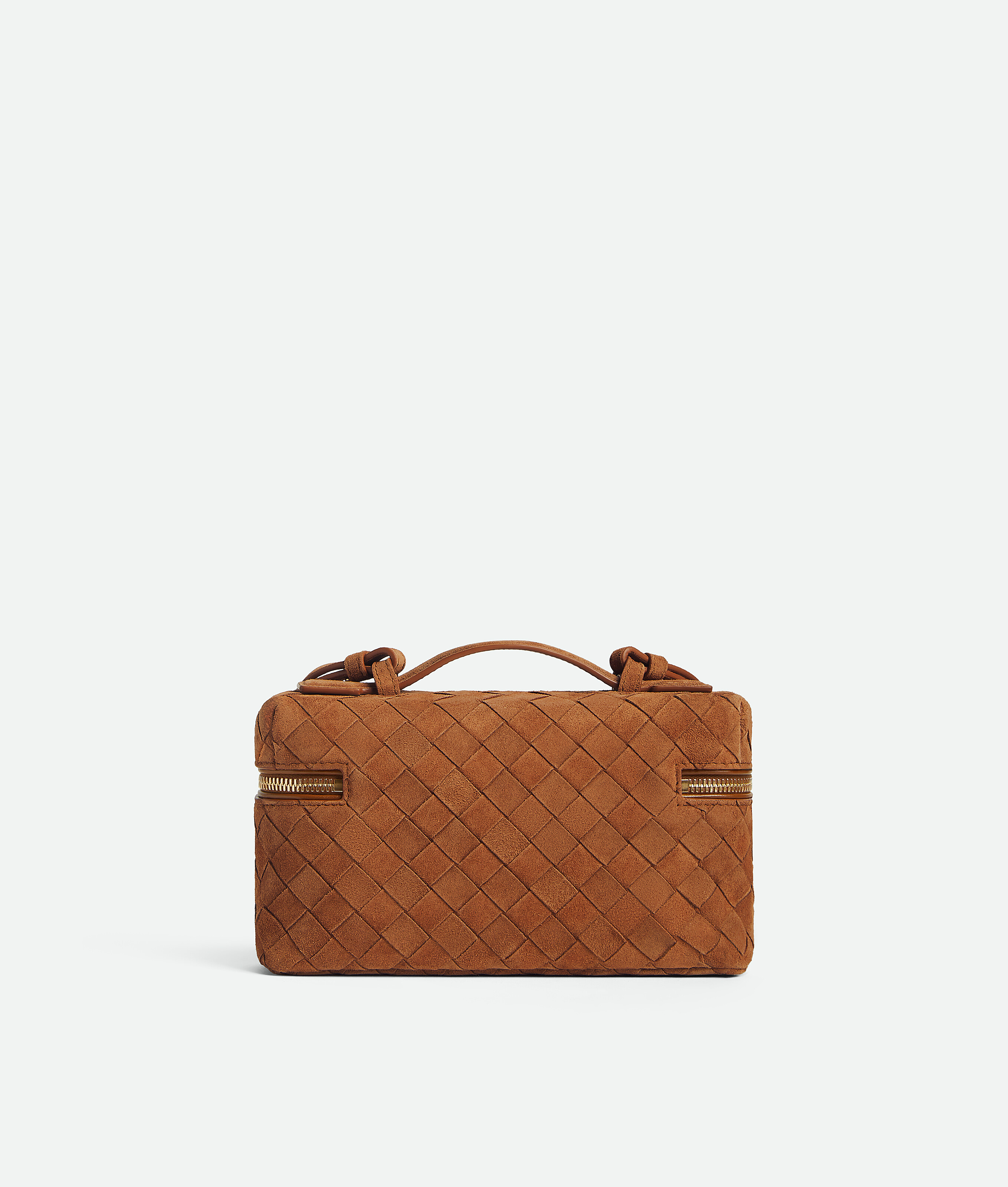 Bottega Veneta Women Bang Bang Leather Vanity-case With Intrecciato Motif In Brown