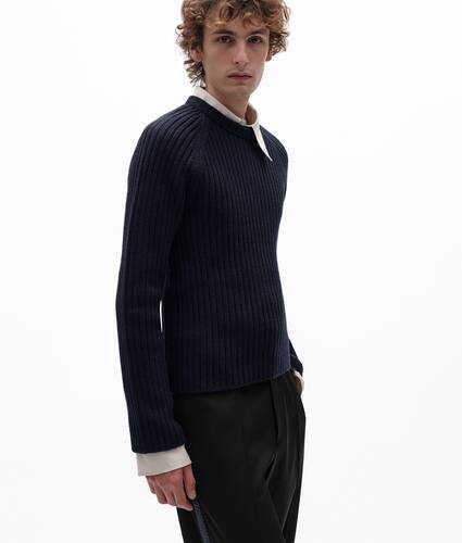 Men's Merino Wool Rib Knit Sweater in Midnight blue Bottega Veneta United States EN - Image 2