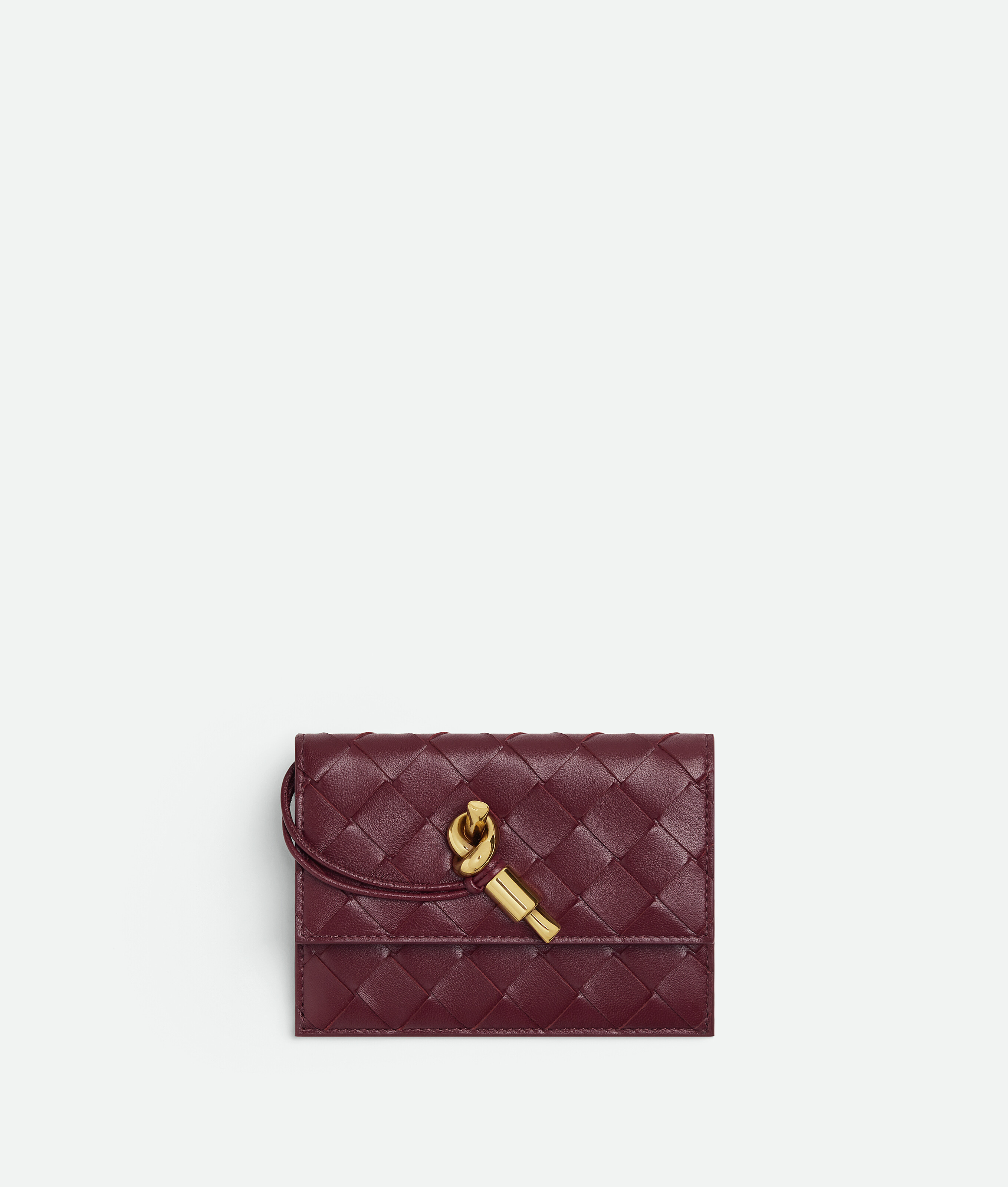 Bottega Veneta Andiamo Zipped Card Case In Burgundy