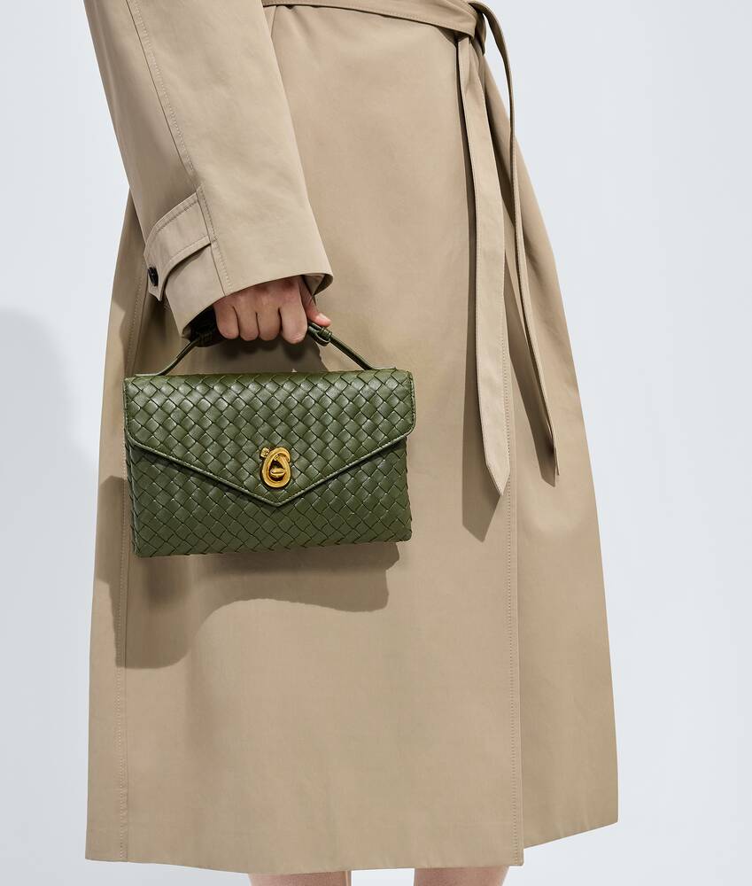 Women's Knot Lock in Green tweed Bottega Veneta Singapore EN - Image 6