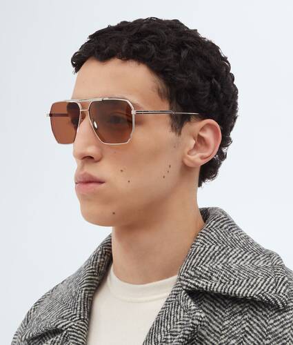 Gafas de sol Classic estilo aviador para Hombre en Silver / Brown Bottega Veneta M&eacute;xico ES - Image 2
