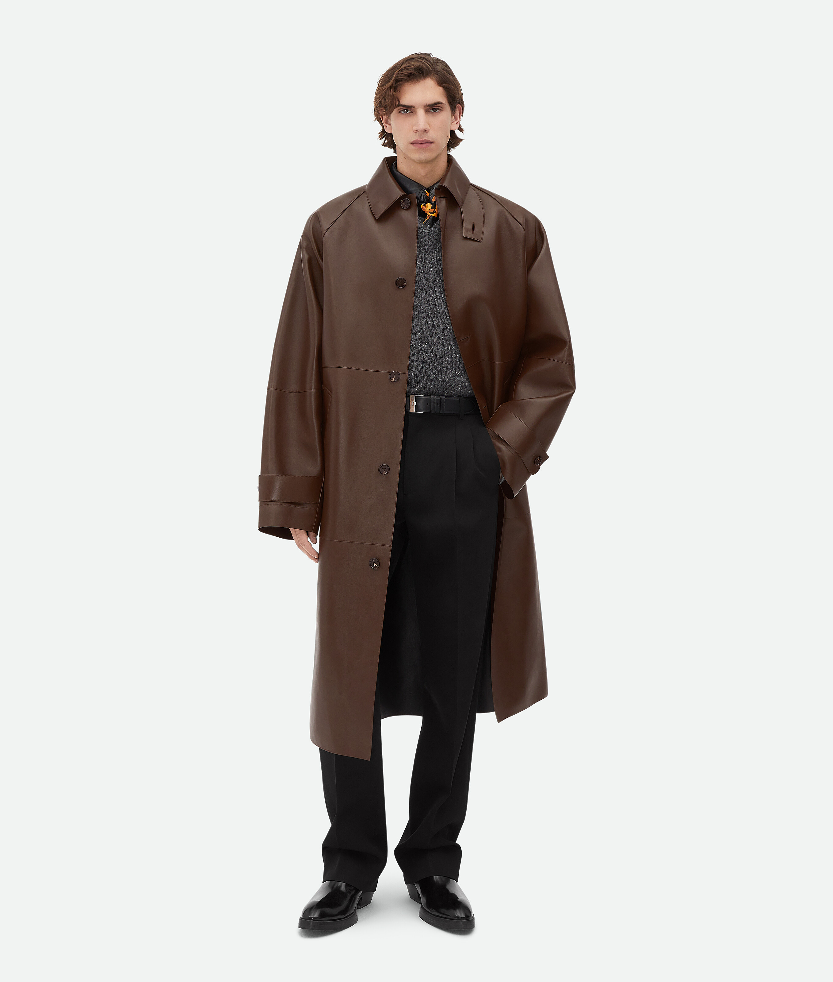 Bottega Veneta コート 160〜170cm Men's Bonded Leather Trench Coat in Tobacco | Bottega Veneta NL