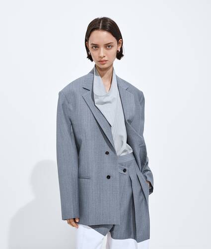 Women's Wool And Mohair Jacket in Blue/gray melange Bottega Veneta Belgium EN - Image 1