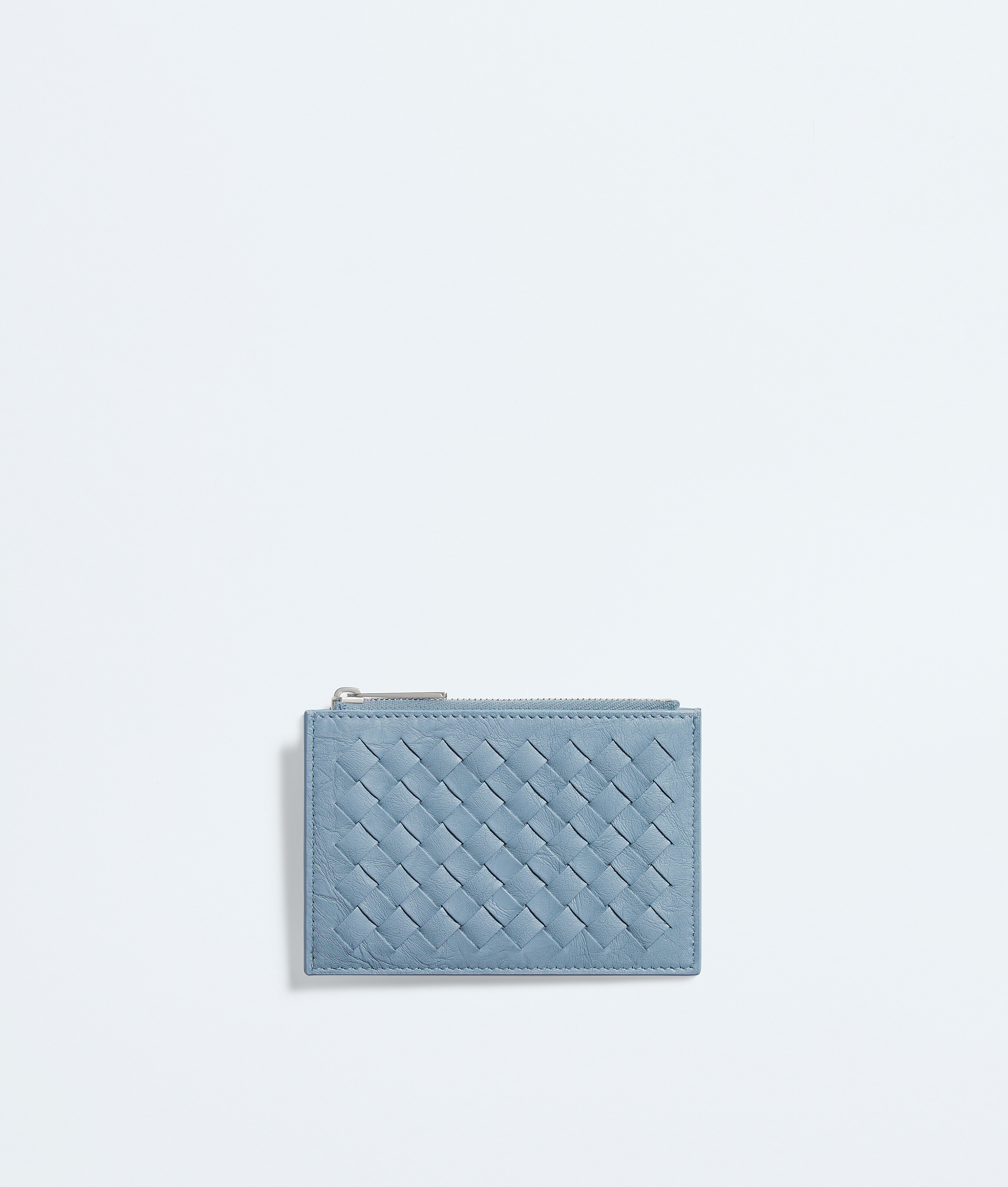 Men's Woven Mycelium Zipped Card Case in Mineral | Bottega Veneta US