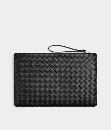 Women's Intrecciato Large Flat Pouch in Black Bottega Veneta Norway EN - Image 3