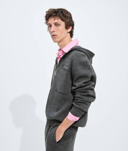 Men's Wool and Cashmere Hoodie in Dark slate melange Bottega Veneta Greece EN - Image 2