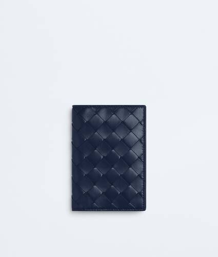 Women's Intrecciato Passport Case in Petroleum/glacial Bottega Veneta Italy EN - Image 1