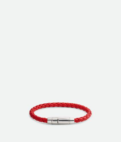Men's Braid Leather Bracelet in Redstone Bottega Veneta Sweden EN - Image 1